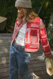Maya Bandana Quilted Jacket in Red