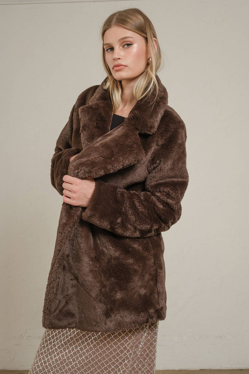 Chocolate Mocha Faux Fur Jacket