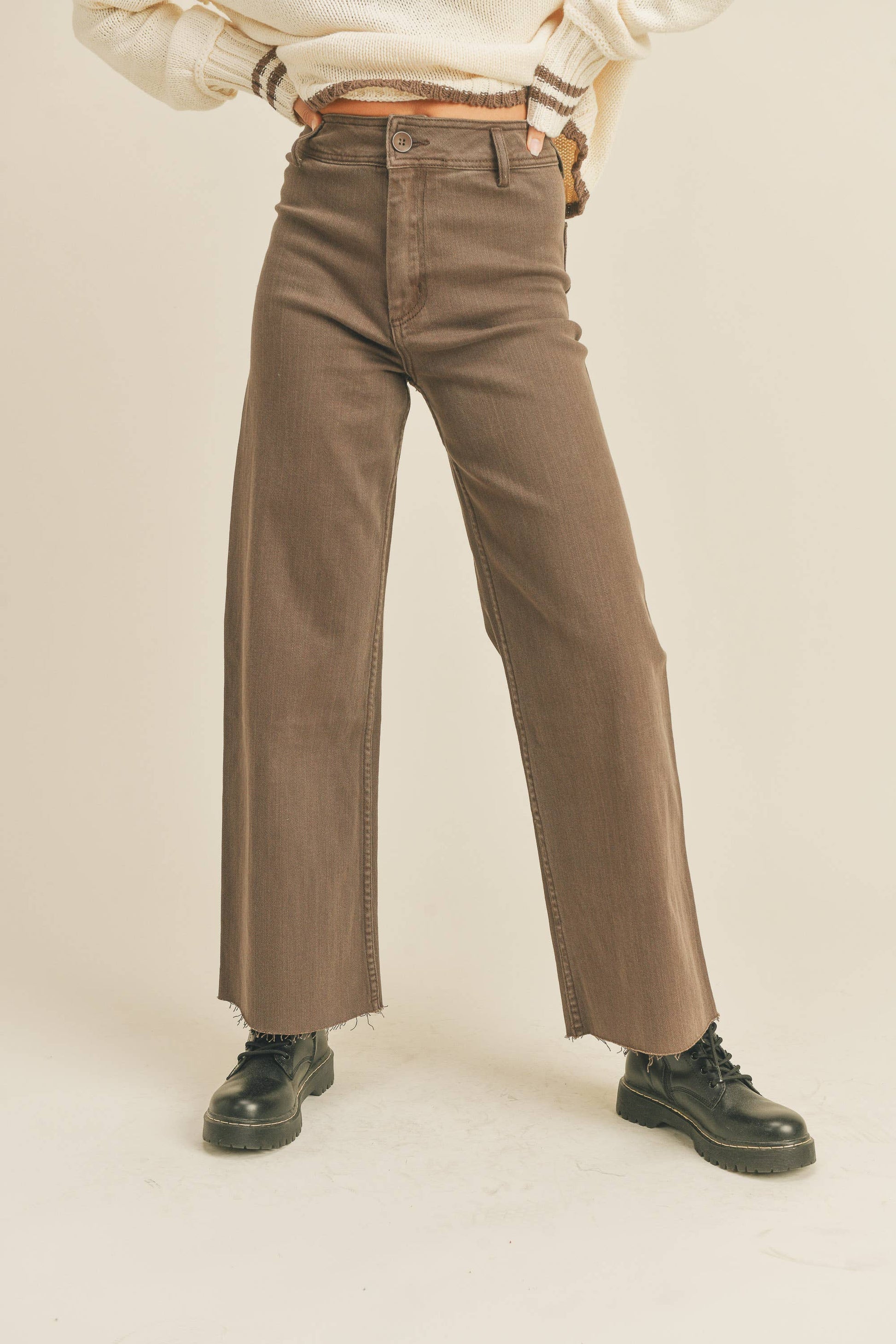 Ren Wide Leg Pants in Brown