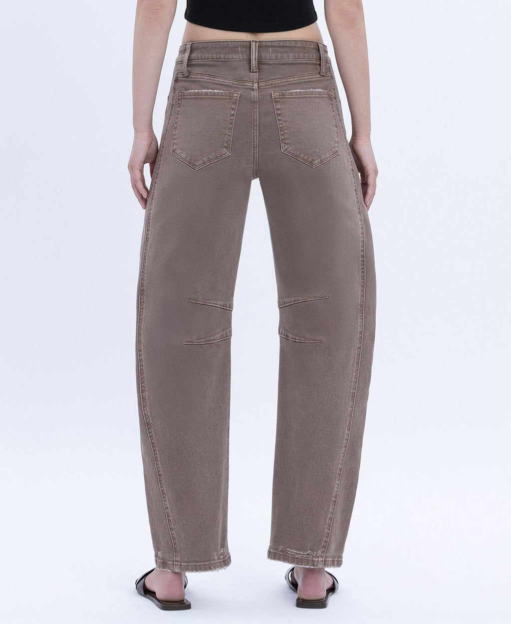 Stonewashed Crop Barrel Jeans