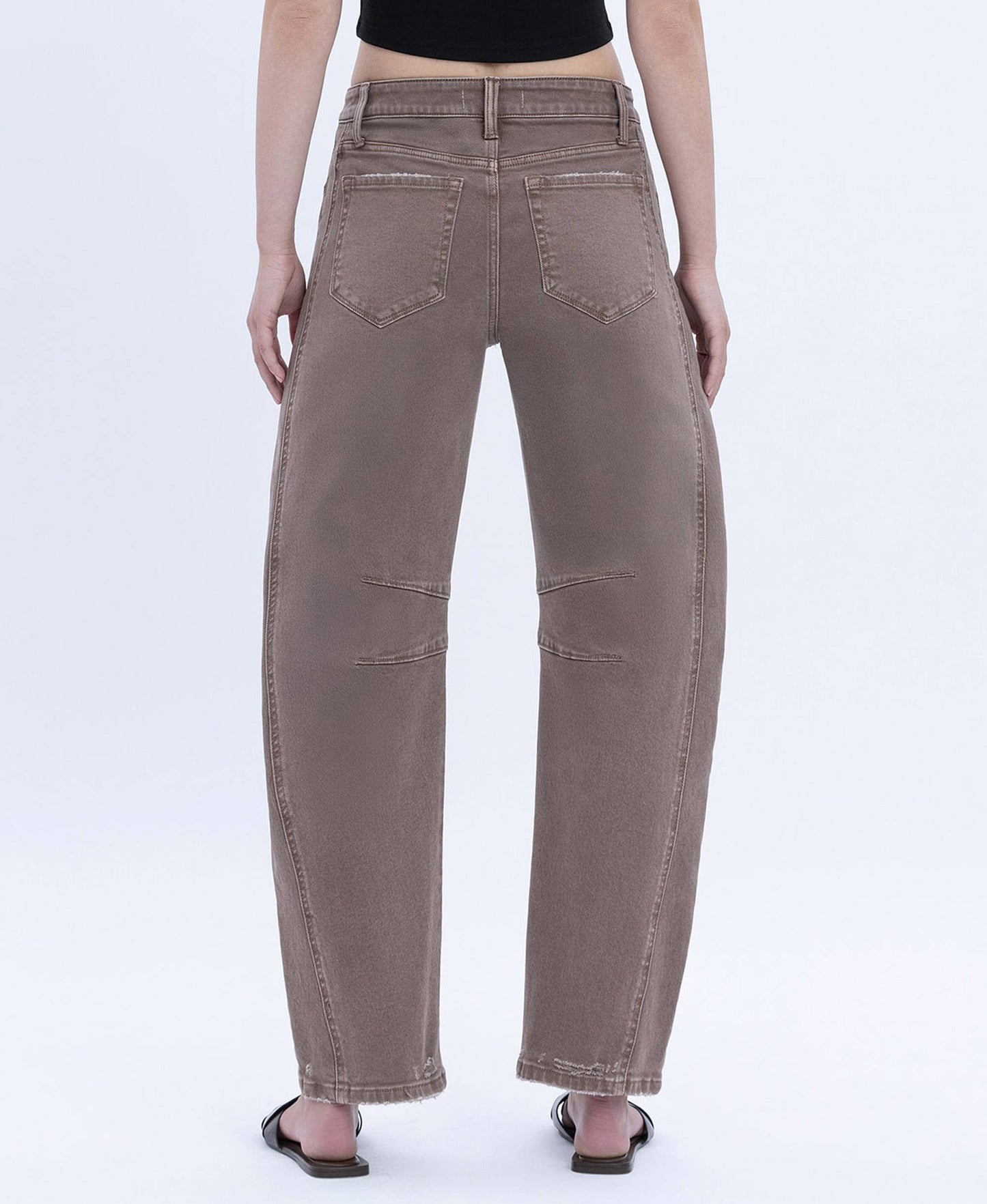 Stonewashed Crop Barrel Jeans