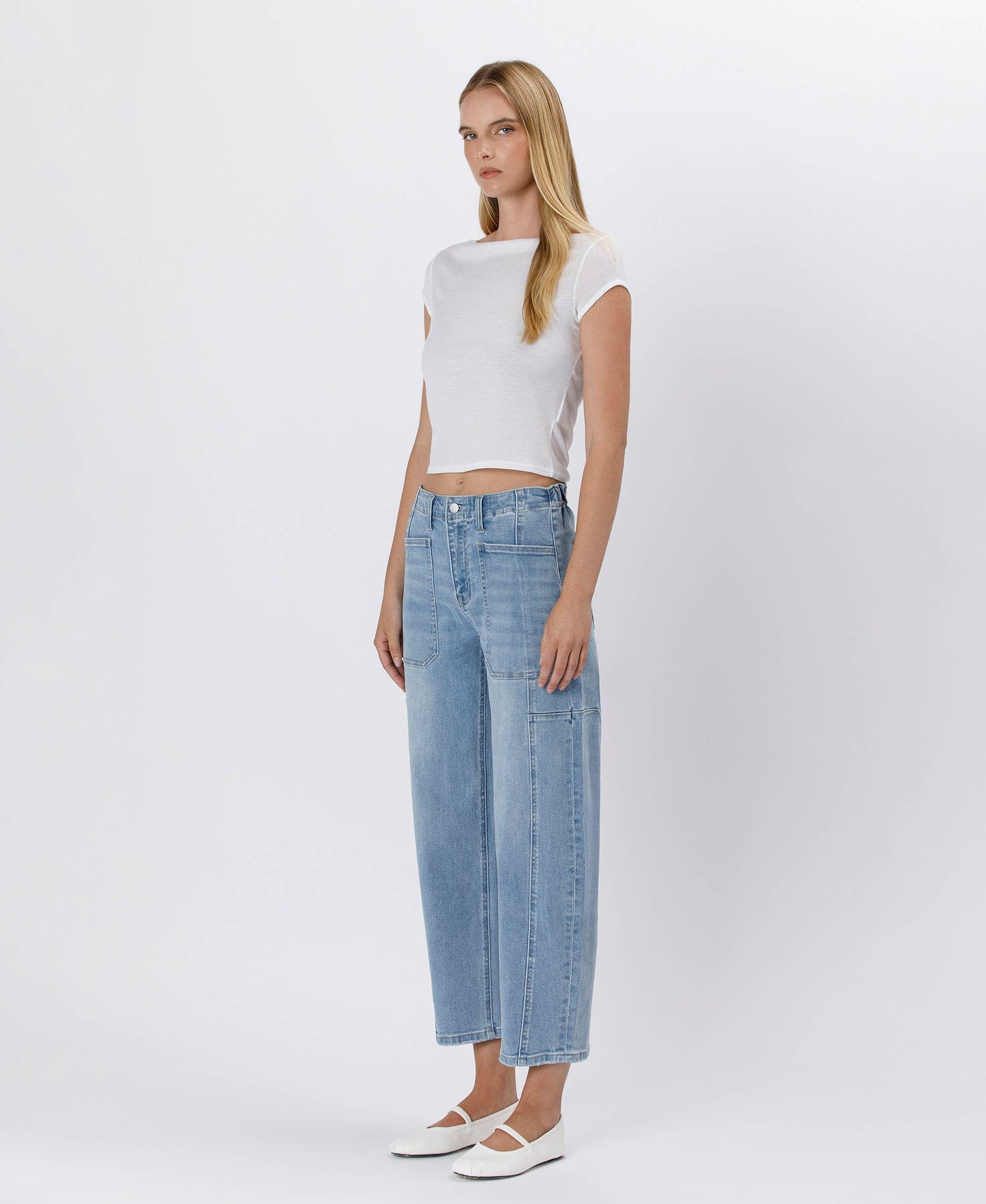 Cora Elastic Waist Barrel Jeans