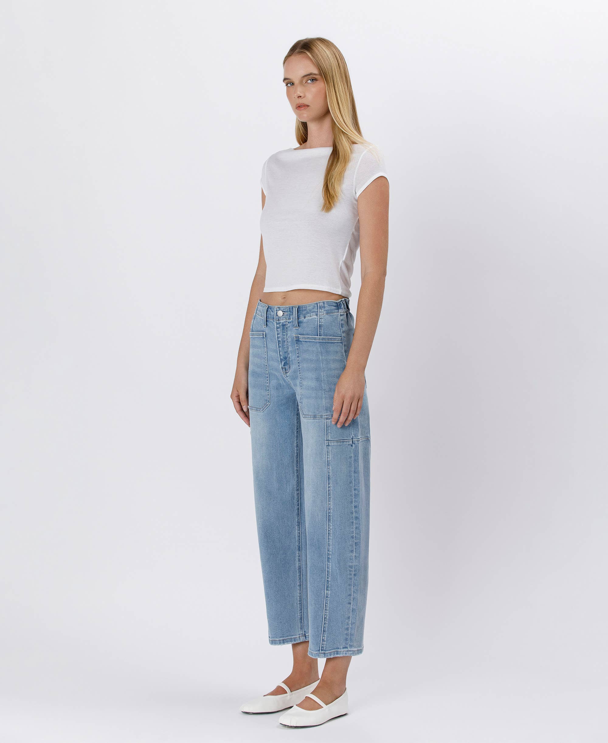 Cora Elastic Waist Barrel Jeans