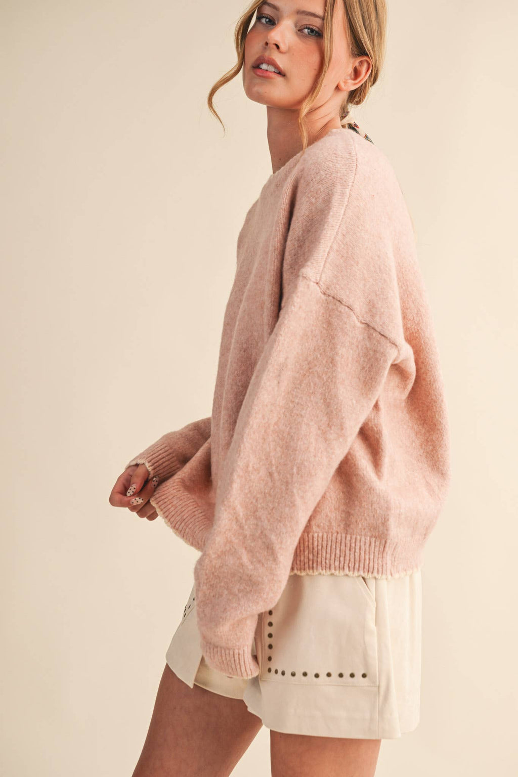 Fiona Contrast Scallop Knit Sweater