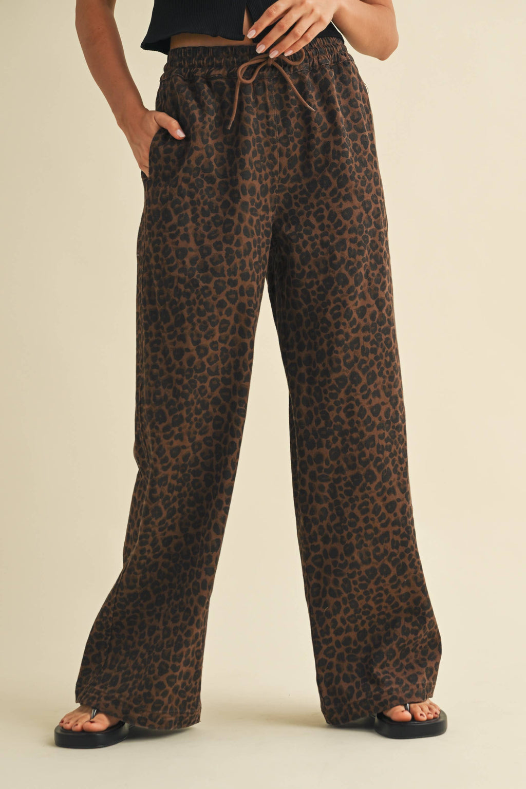 PRE-ORDER Blaise Leopard Denim Track Pants