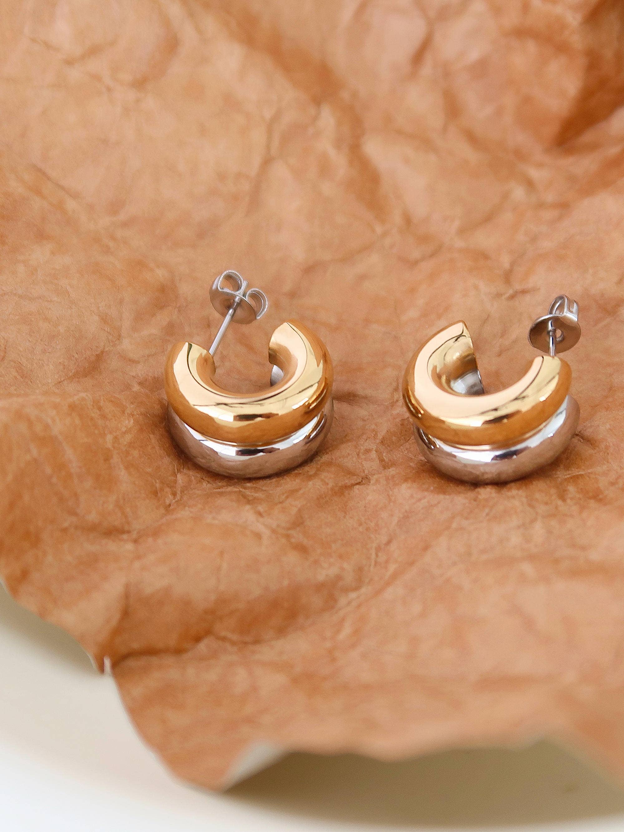 Emma Yellow Gold Double C-Hoop Earring