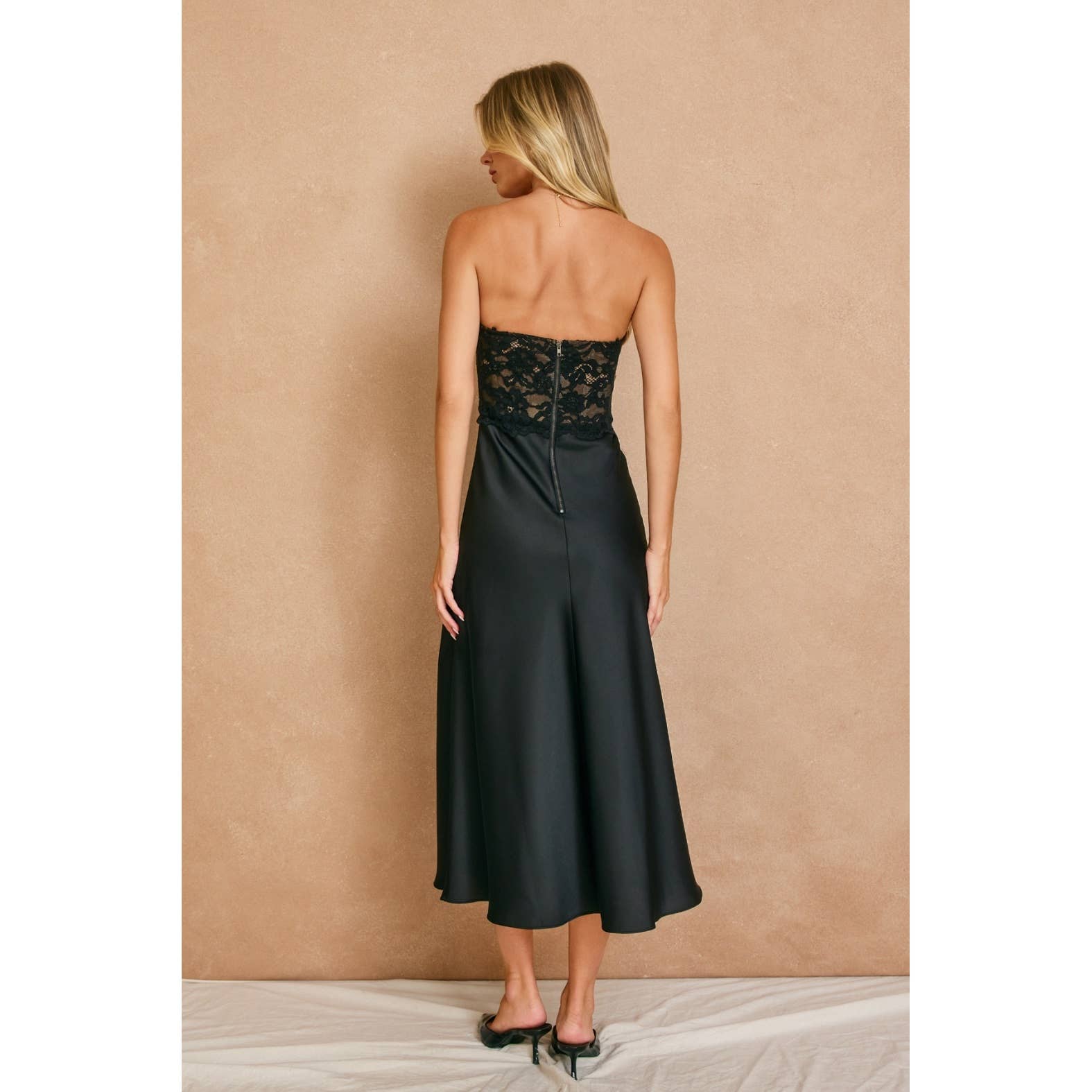 Quiet Luxe Lace and Satin Midi Dress
