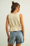 Elise Scalloped Knit Button Top