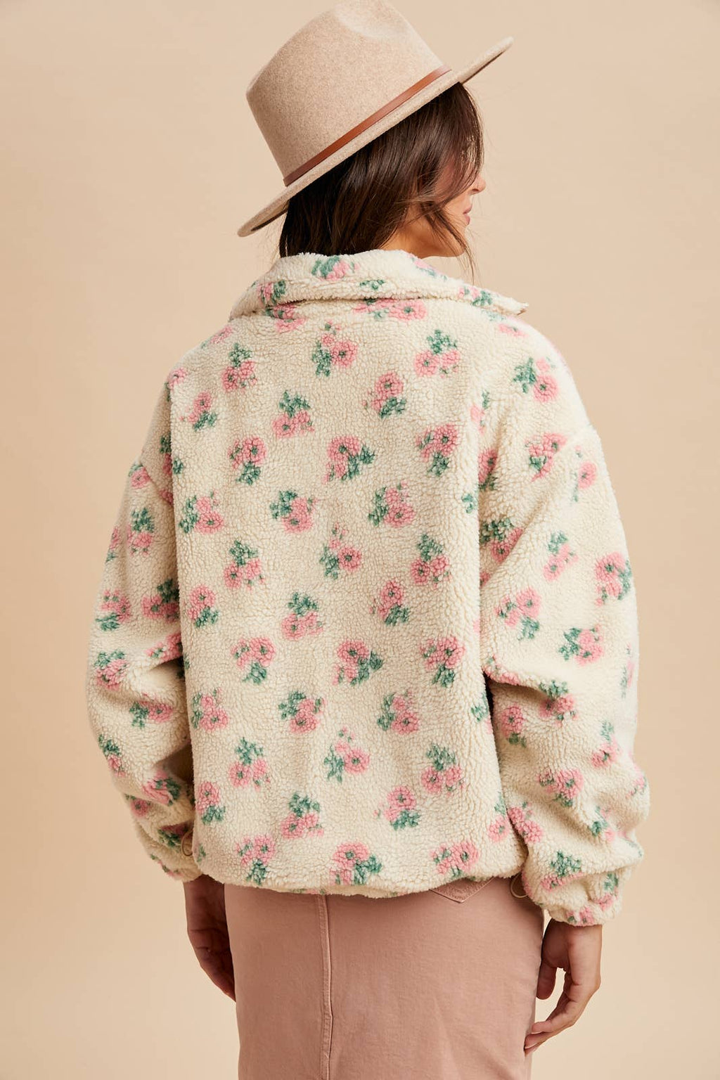 Felicity Floral Sherpa Jacket in English Rose