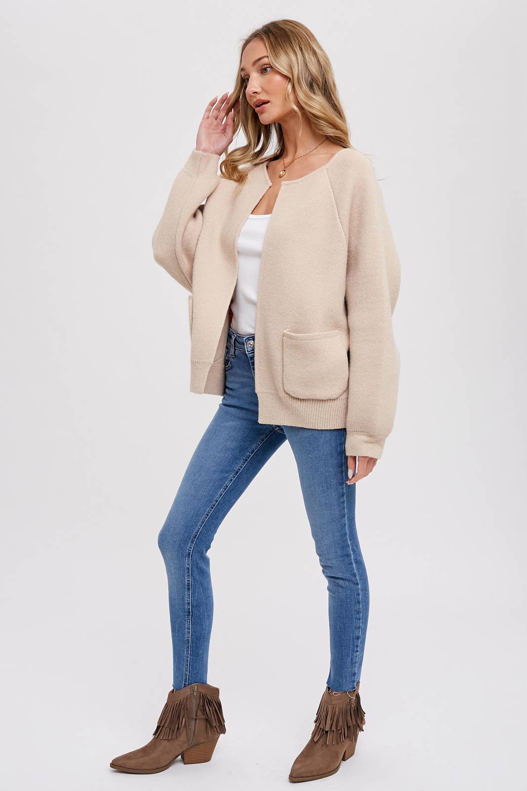 Elyse Knit Jacket in Beige