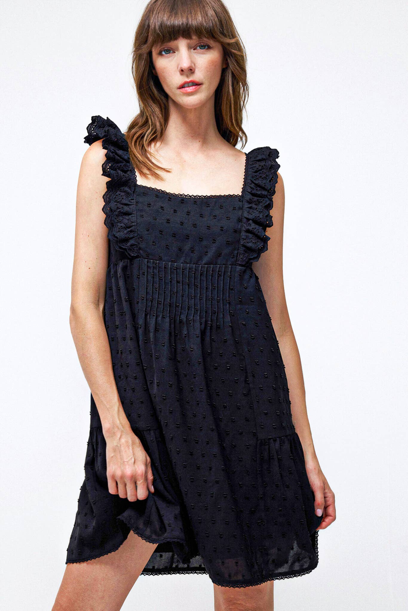 Dotty Eyelet Ruffle Babydoll Dress