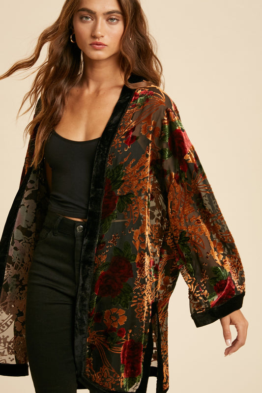 Rommee Burnout Velvet Kimono