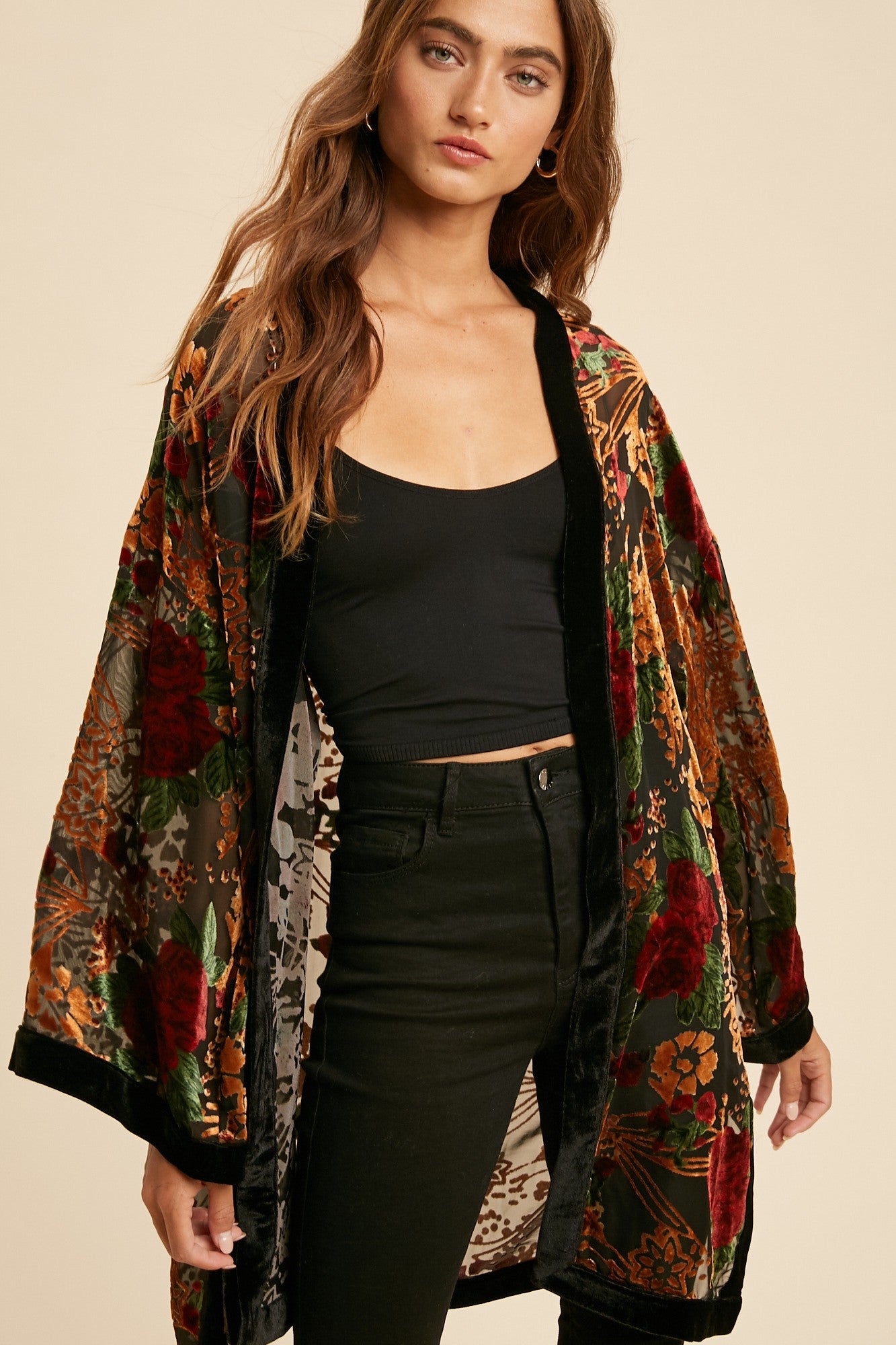 Rommee Burnout Velvet Kimono