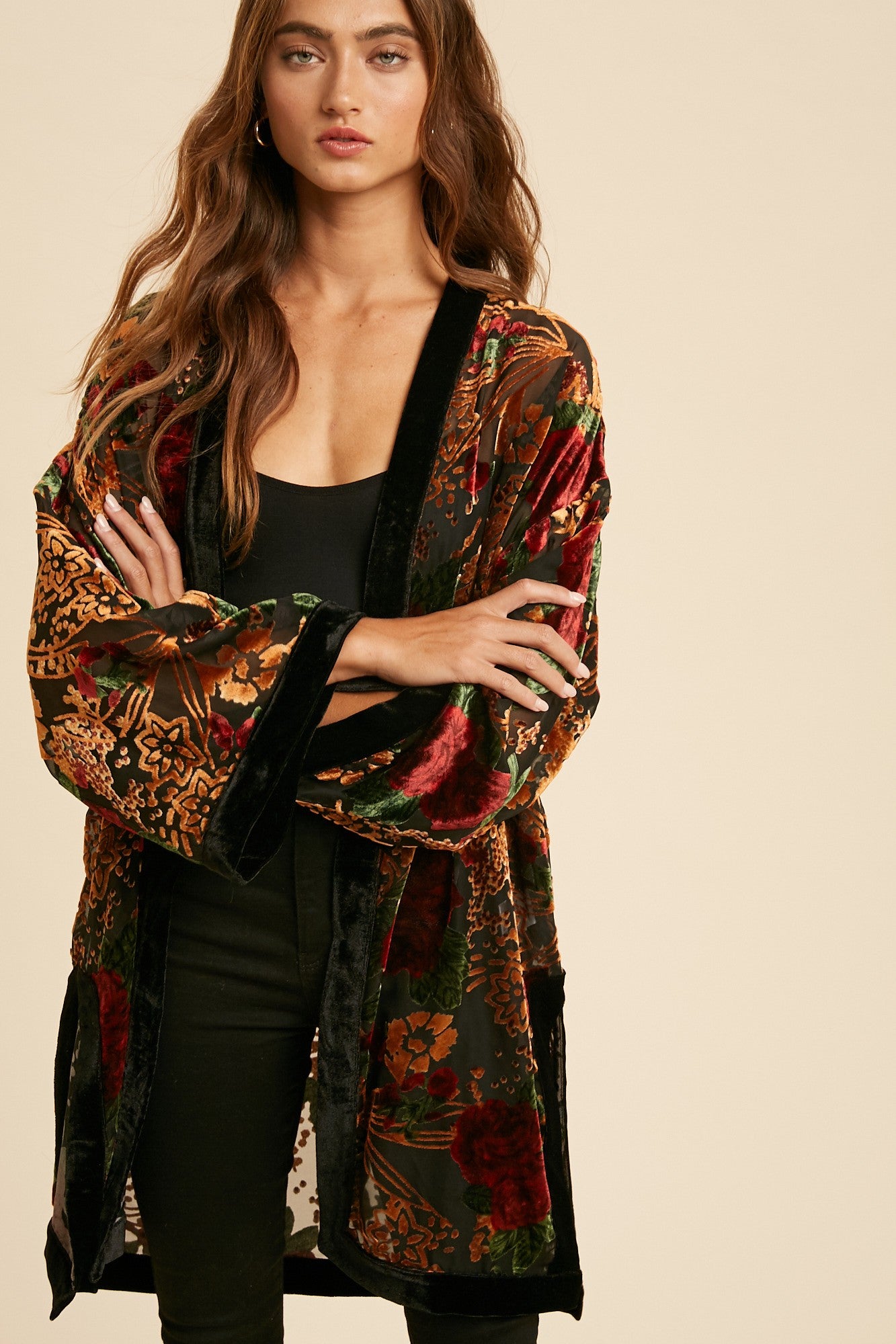 Rommee Burnout Velvet Kimono