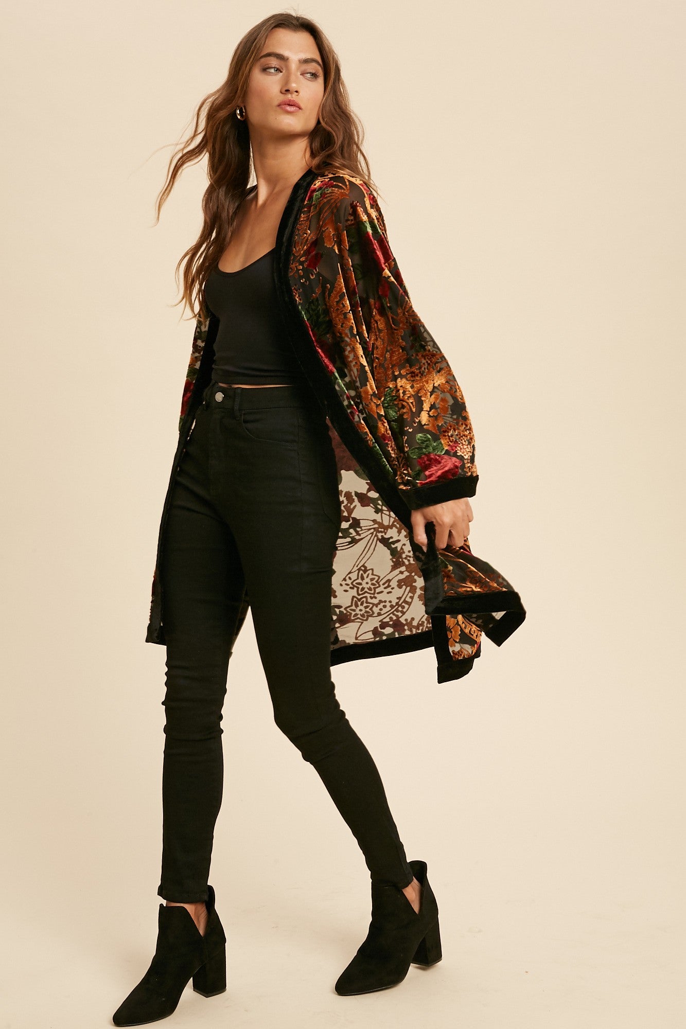 Rommee Burnout Velvet Kimono