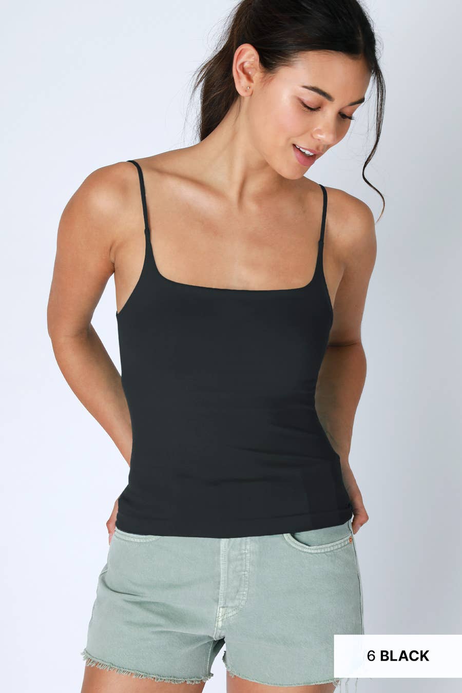 Clean Line Square Cami in Black