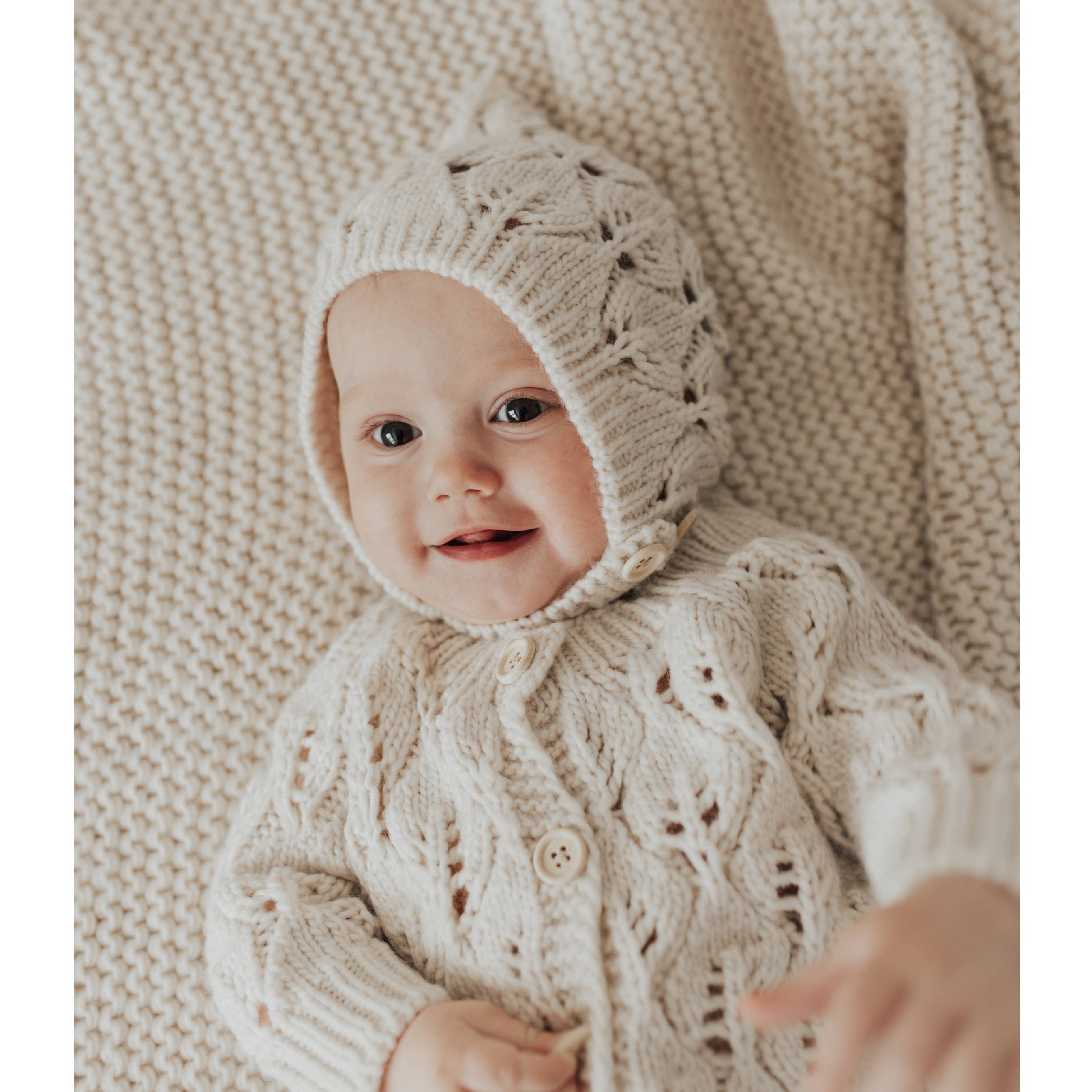 Leaf Lace Hand Knit Baby Cardigan