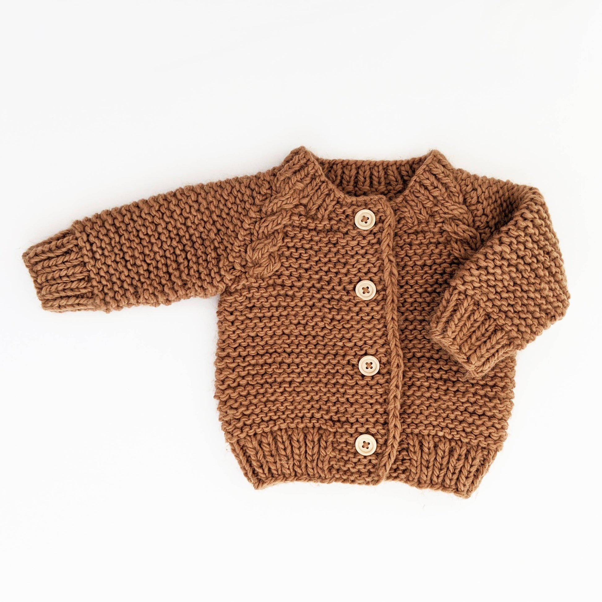 Pecan Garter Stitch Baby Cardigan