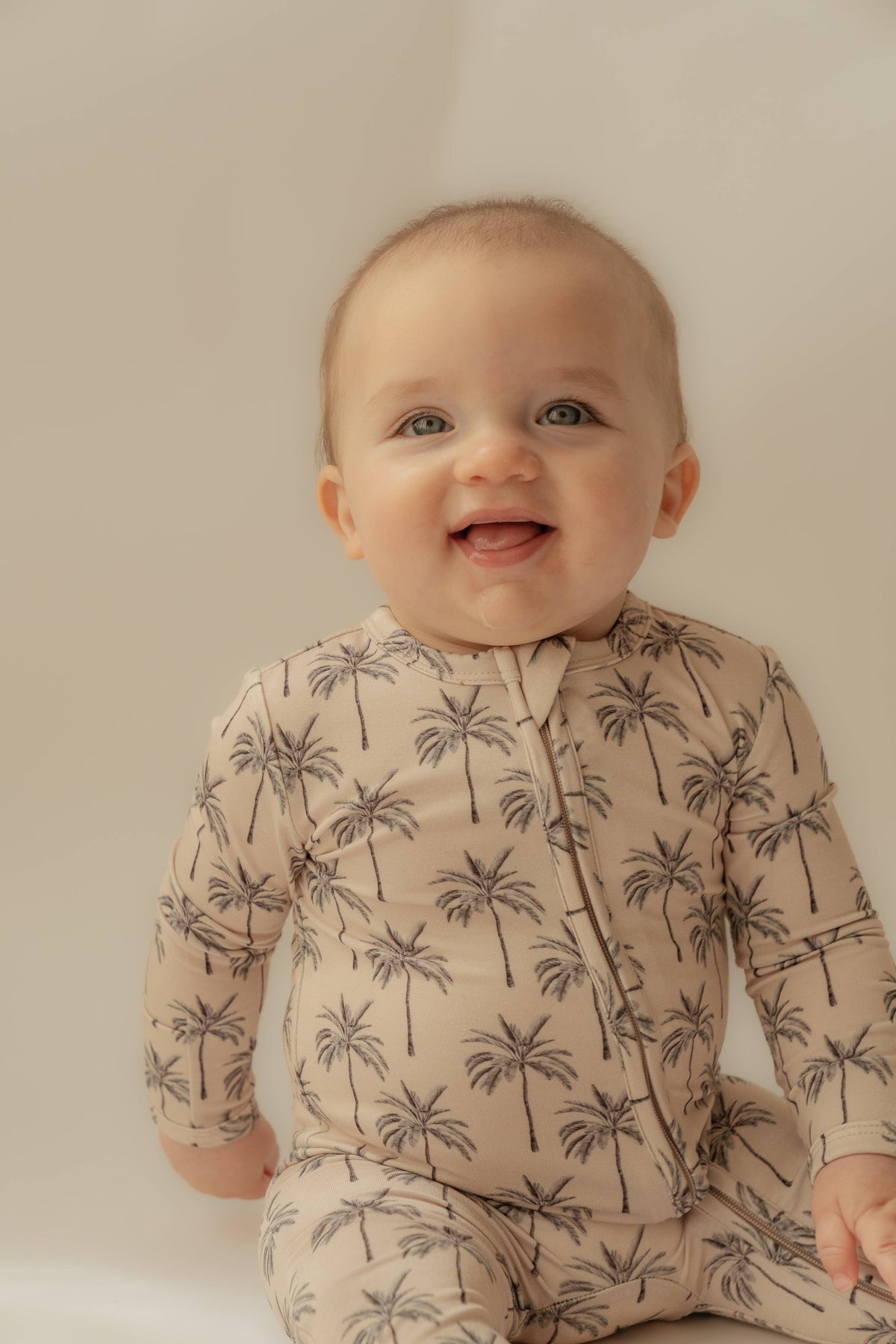 Palm Tree Bamboo Zip Romper
