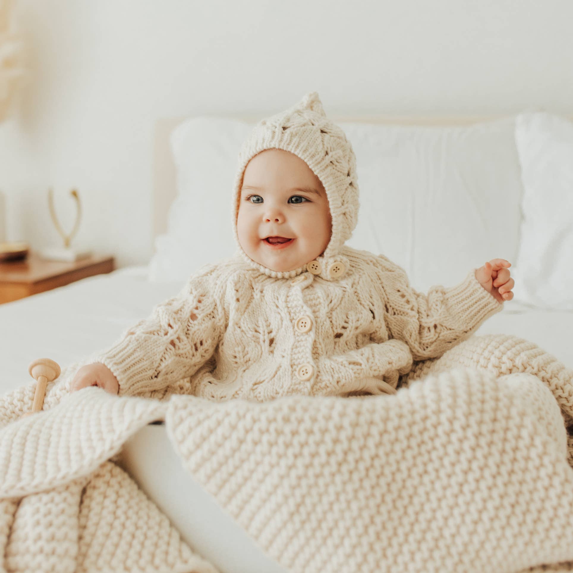 Leaf Lace Hand Knit Baby Cardigan