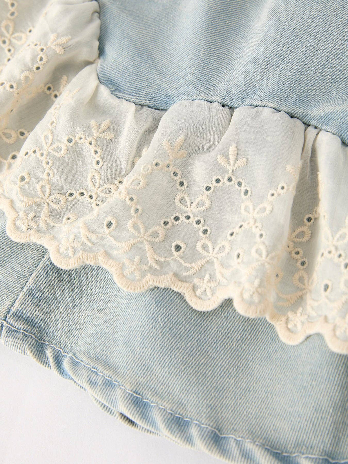 Summer Light Denim Lace Girls Set