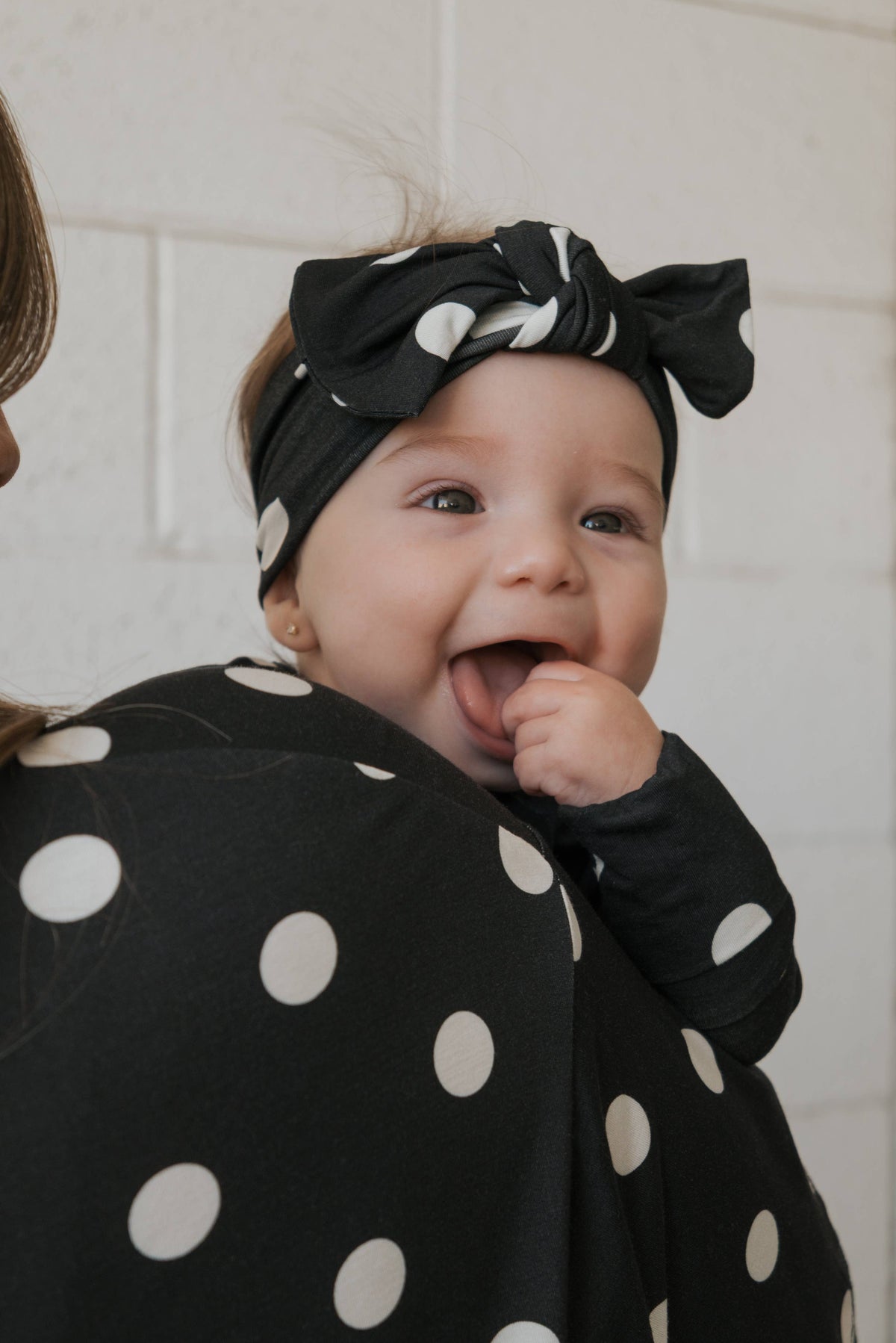 B&W Polka Dot Bamboo Zip Pajamas