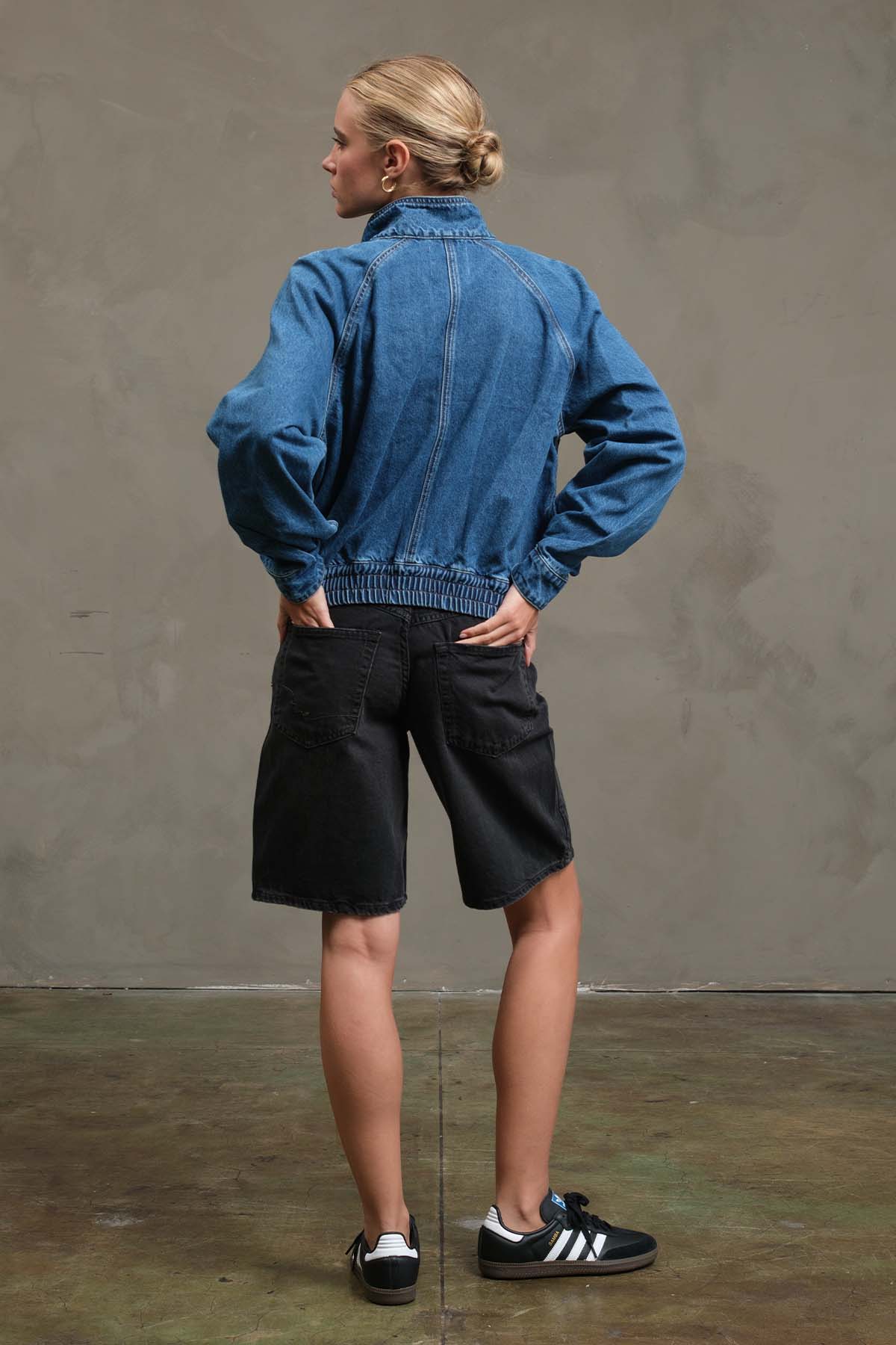 Sloane Washed Denim Bomber Jacket