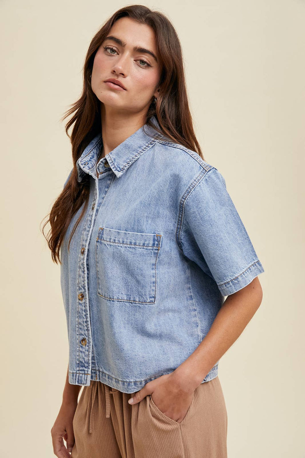 Ridgeway Denim Button-Up Top