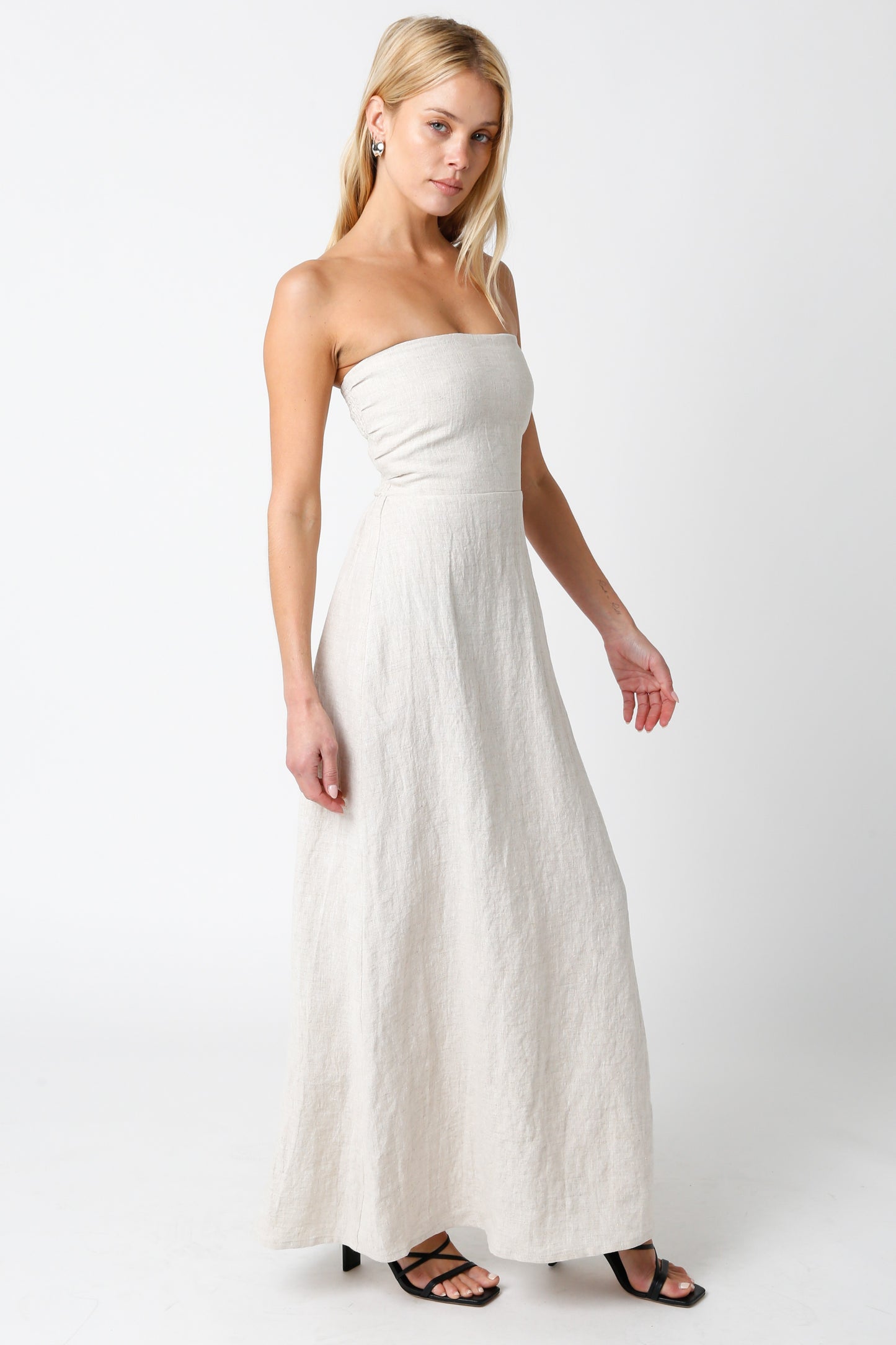 Blaire Linen Maxi Dress in White