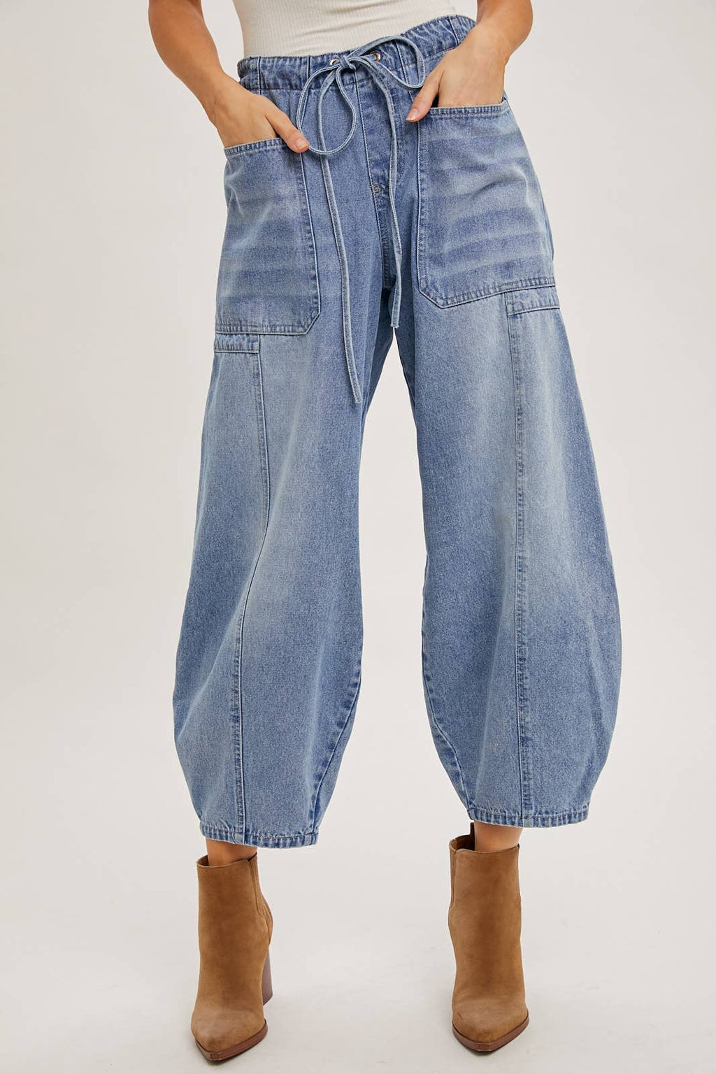 Jayde Drawstring Barrel Jeans