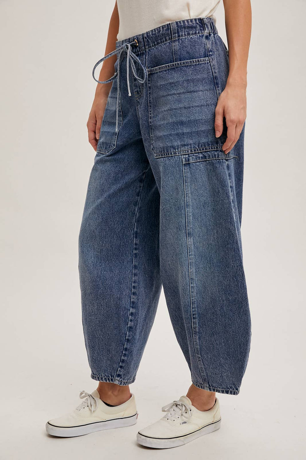 Jayden Drawstring Barrel Jeans
