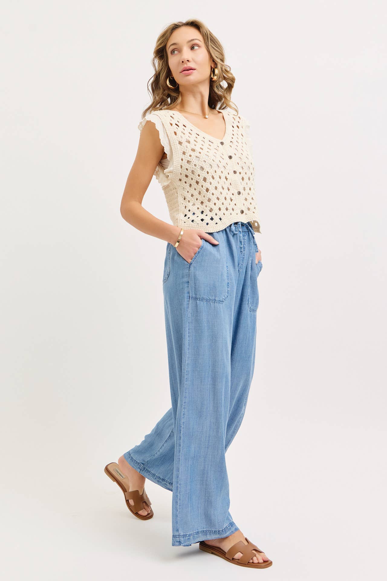 Spenser Light Denim Tie Waist Pants
