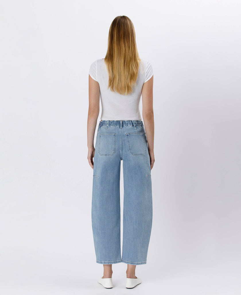 Cora Elastic Waist Barrel Jeans