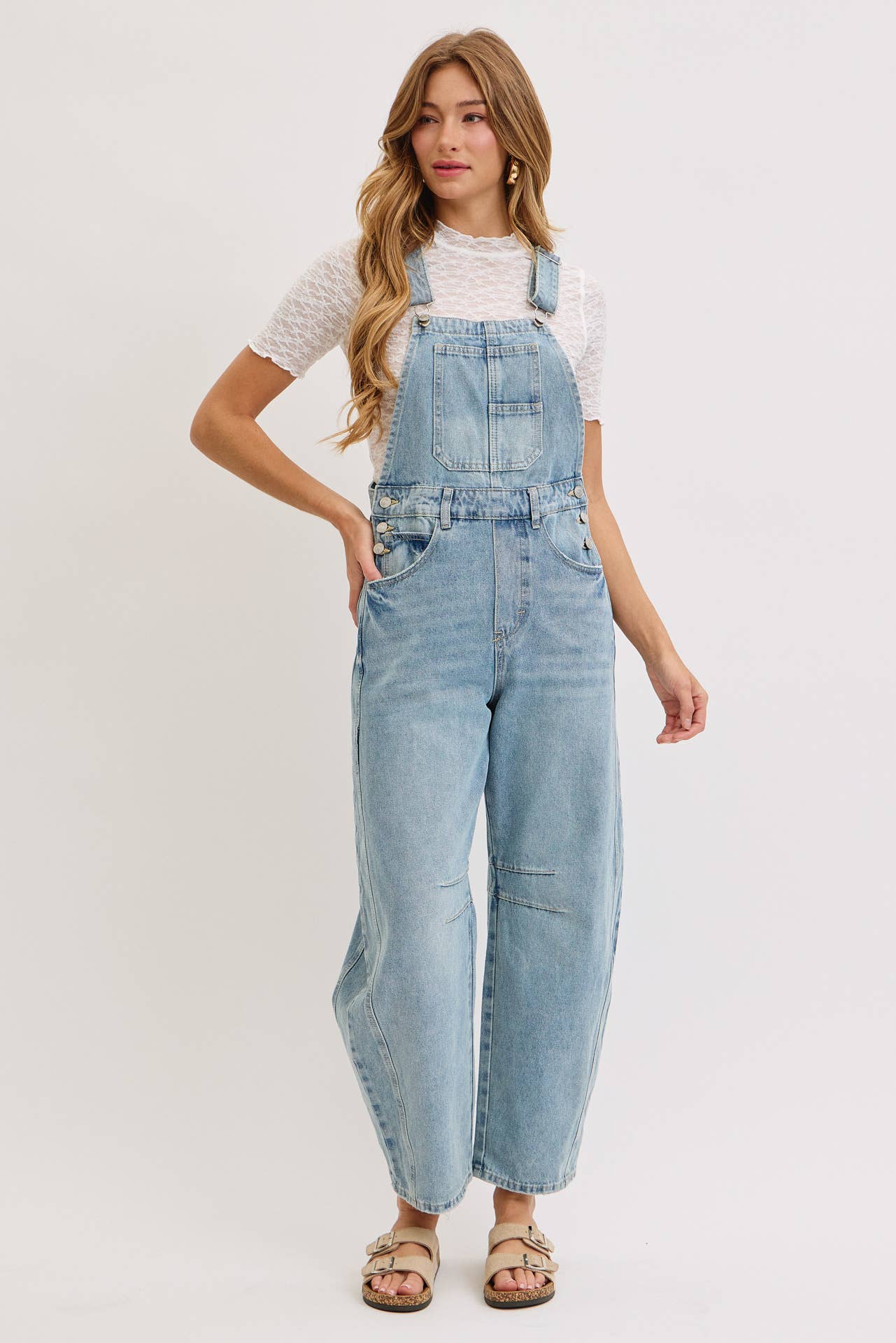 Aiden Barrel Leg Denim Jumpsuit in Denim