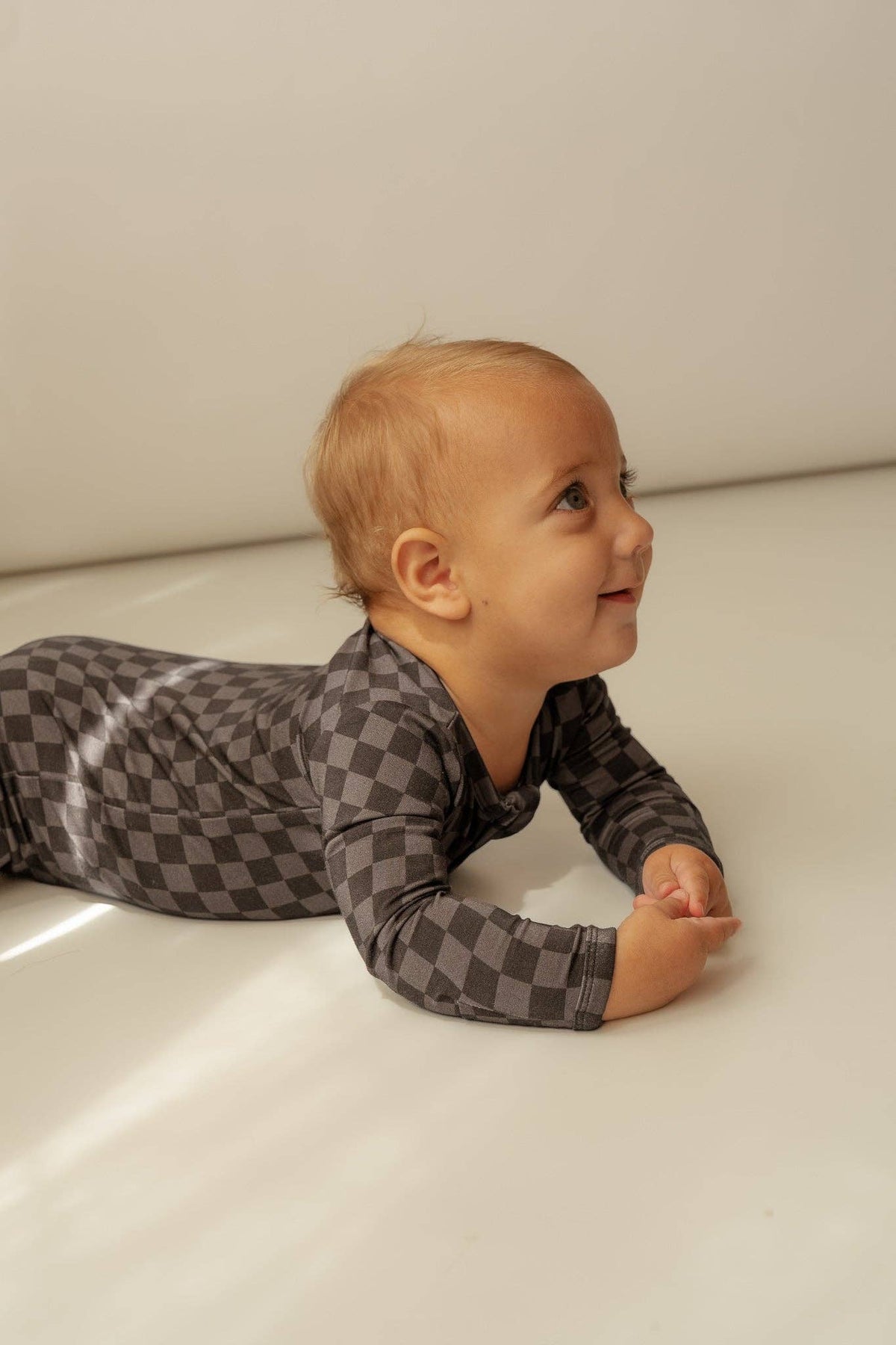 Checkered Bamboo Zip Romper
