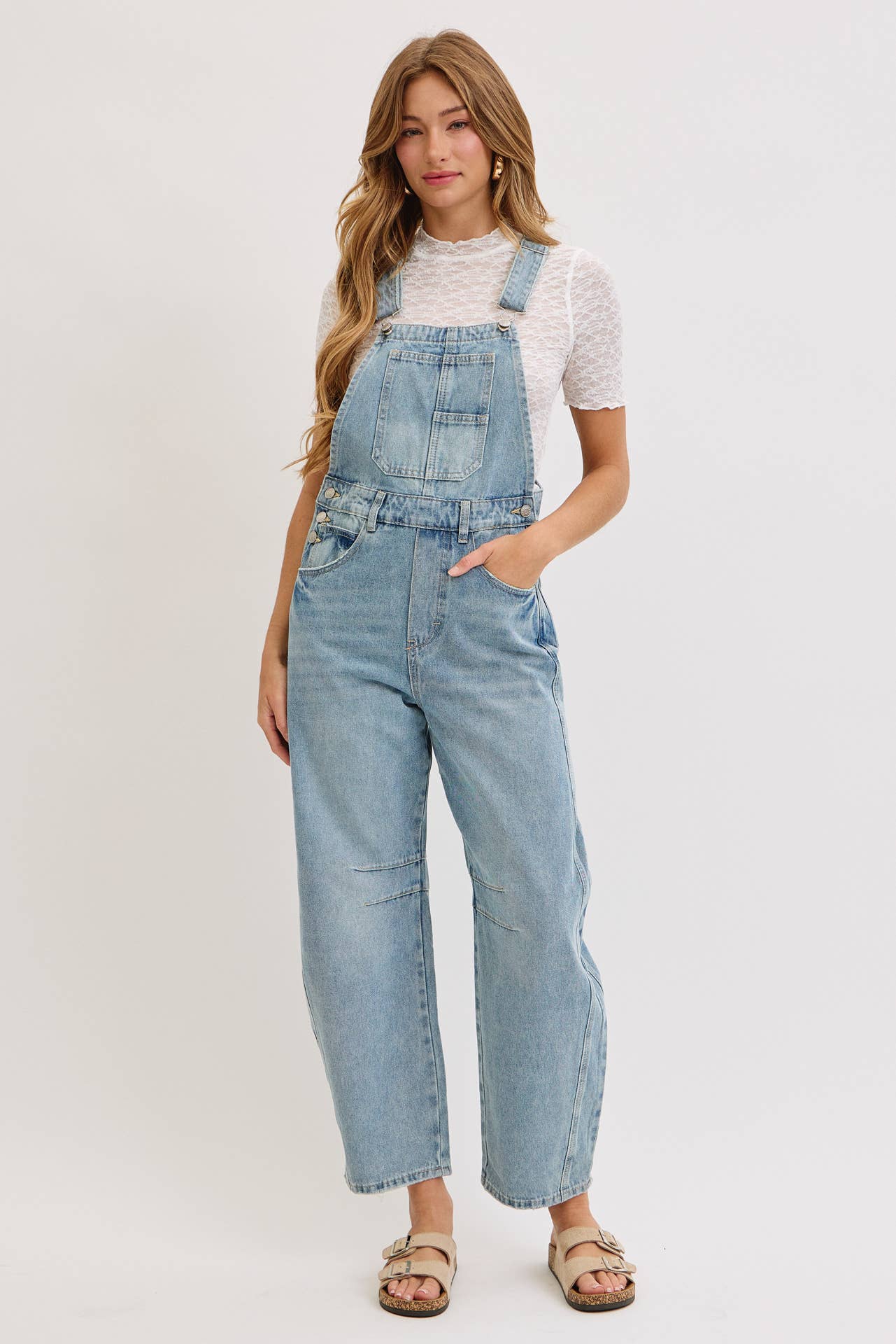Aiden Barrel Leg Denim Jumpsuit in Denim