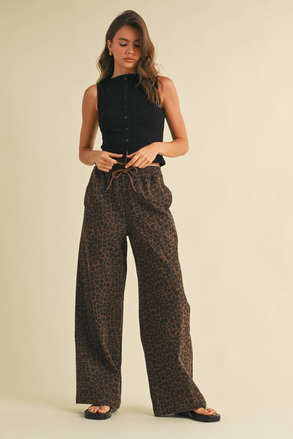 PRE-ORDER Blaise Leopard Denim Track Pants