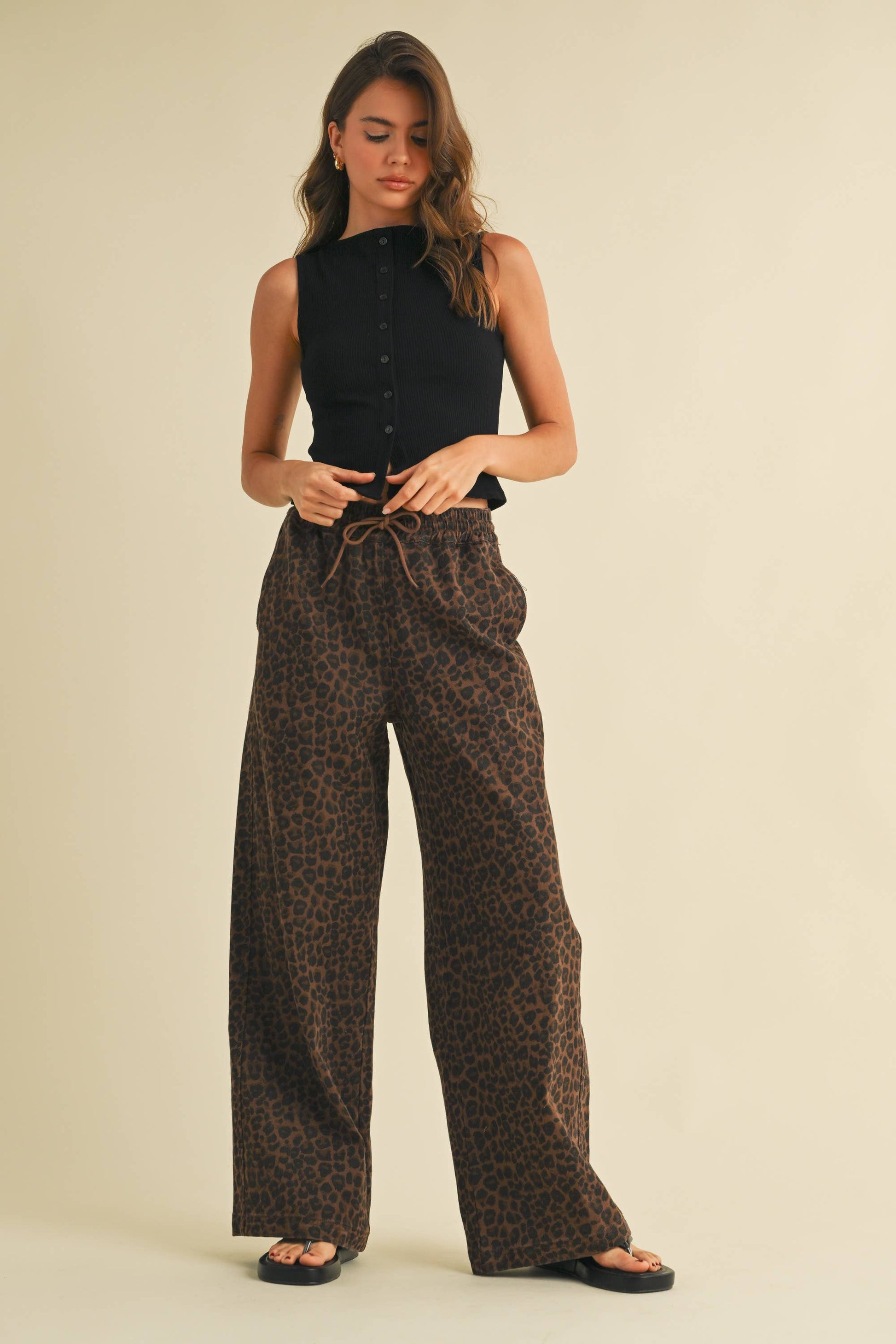 PRE-ORDER Blaise Leopard Denim Track Pants