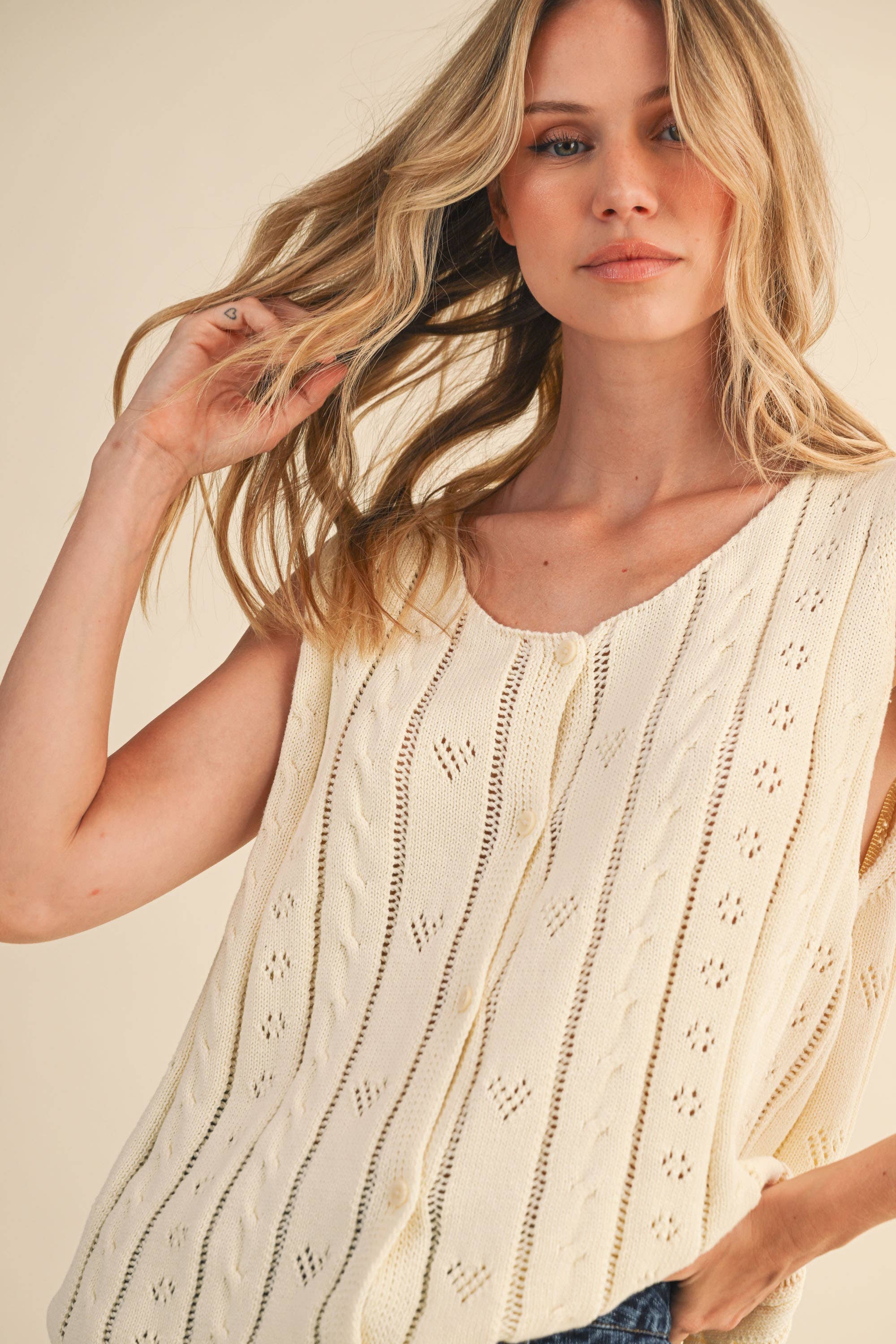 Elodie Heart Knit Sweater Vest
