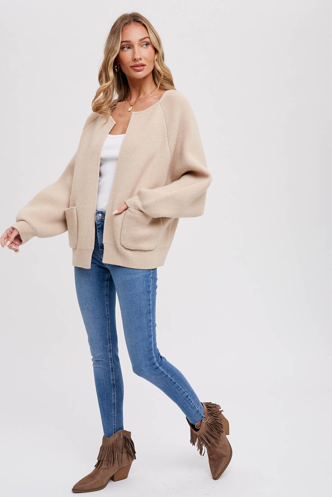Elyse Knit Jacket in Beige