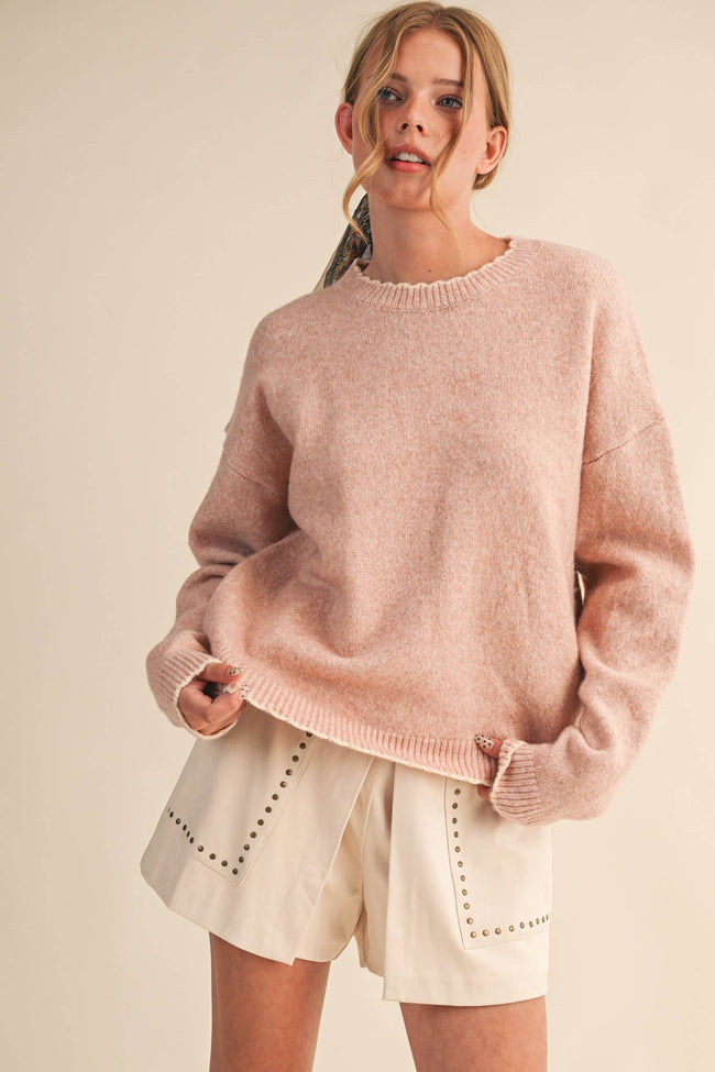 Fiona Contrast Scallop Knit Sweater