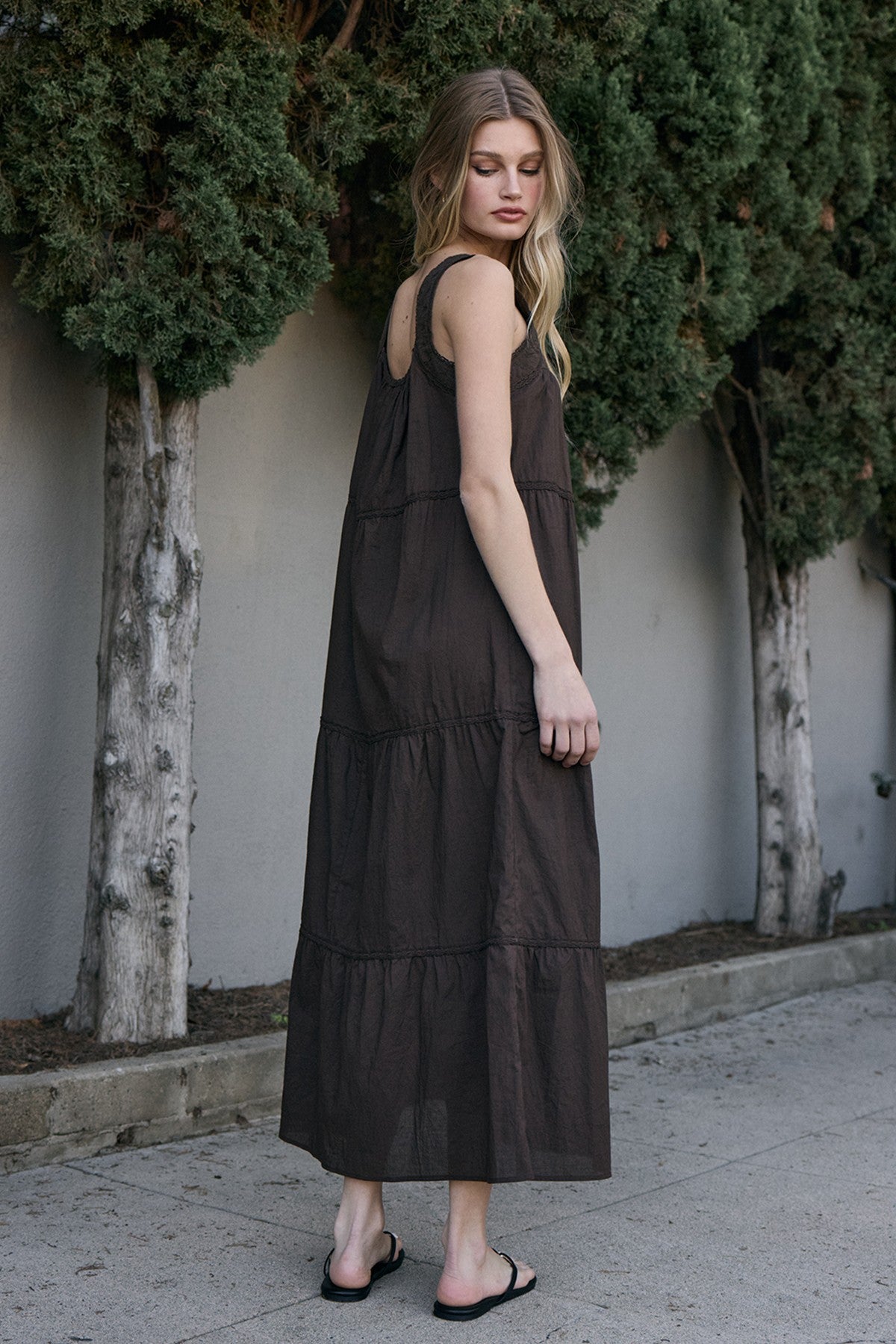 Florence Tiered Lace Trim Maxi Dress