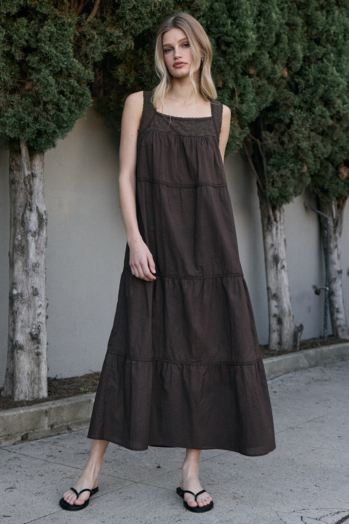 Florence Tiered Lace Trim Maxi Dress