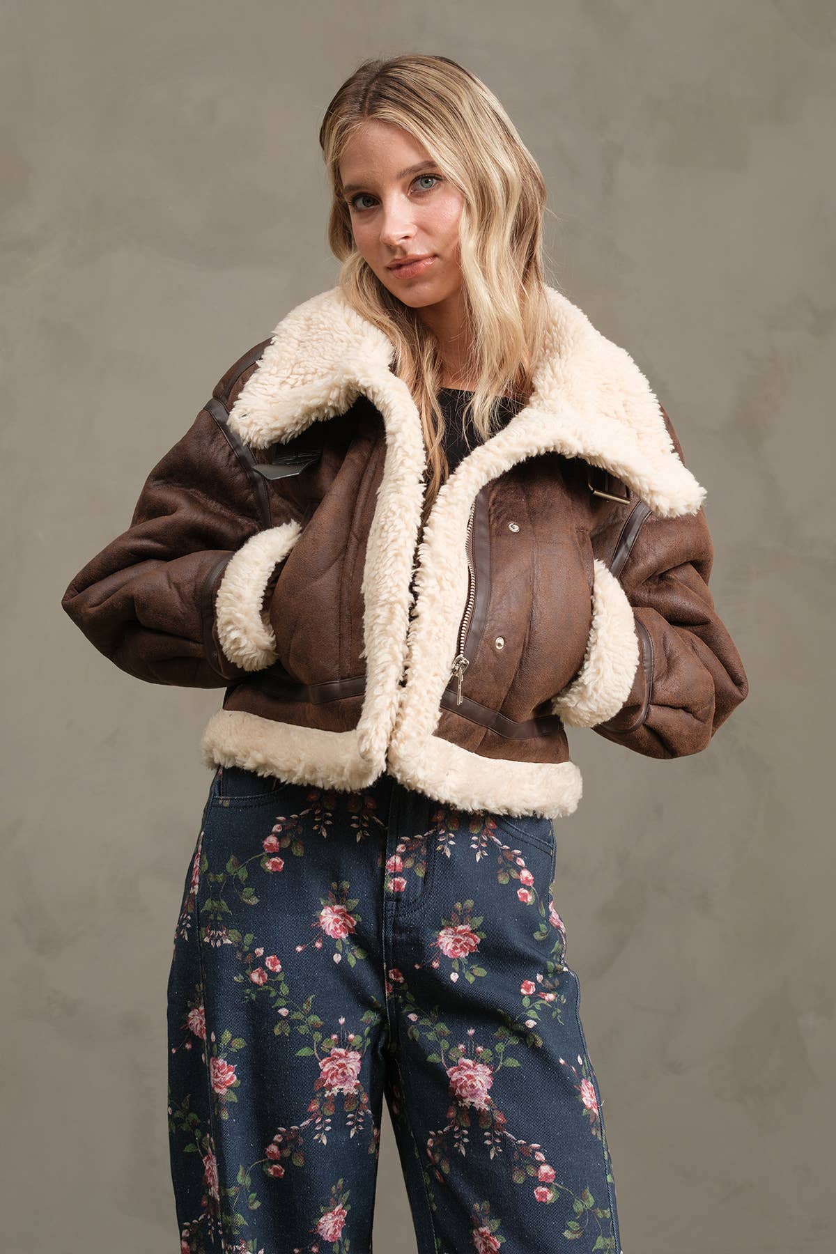 Avalon Sherpa-Lined Faux Leather Bomber