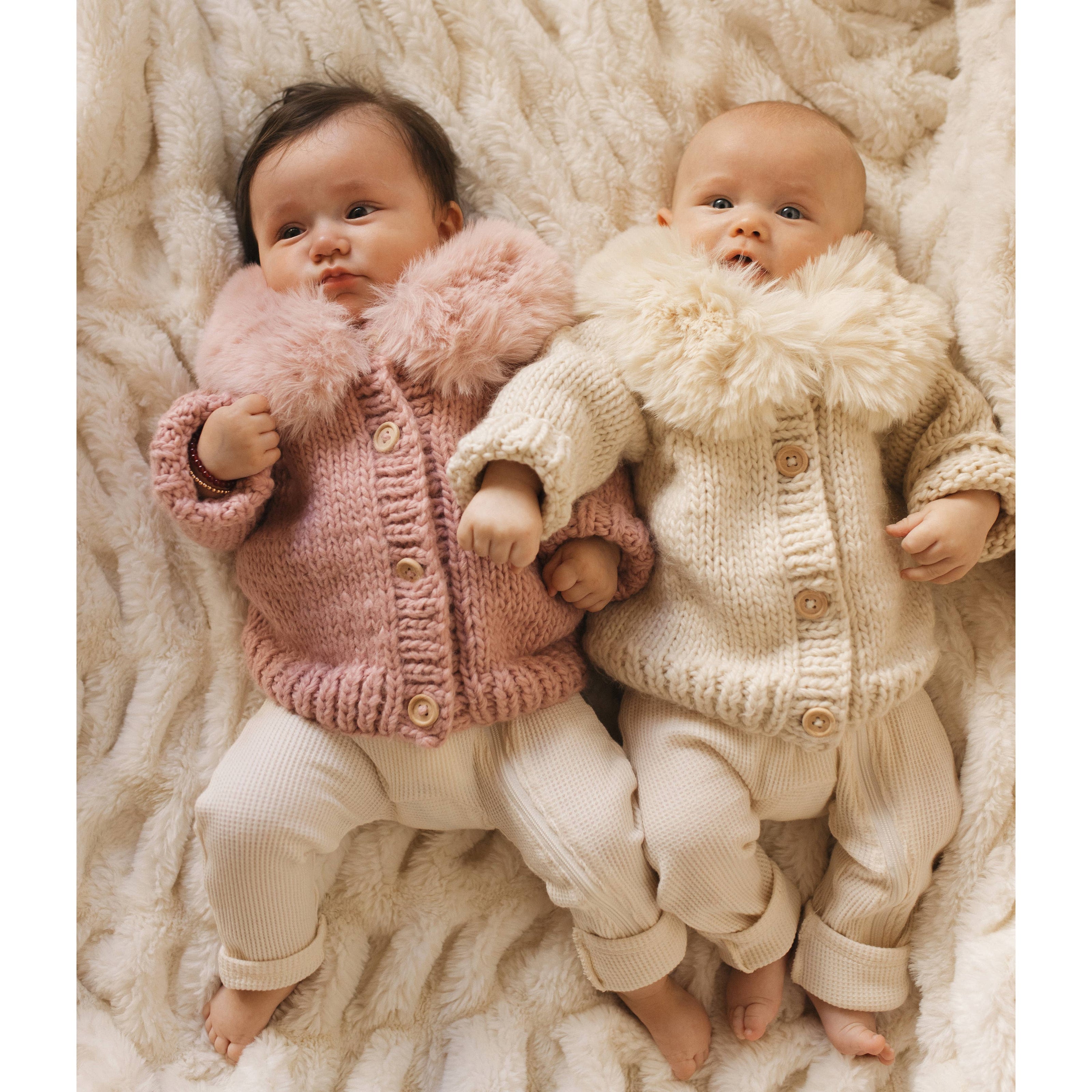 Baby Fur Collar Cardigan Sweater