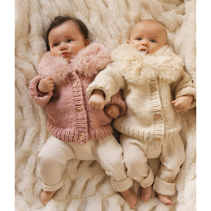 Baby Fur Collar Cardigan Sweater