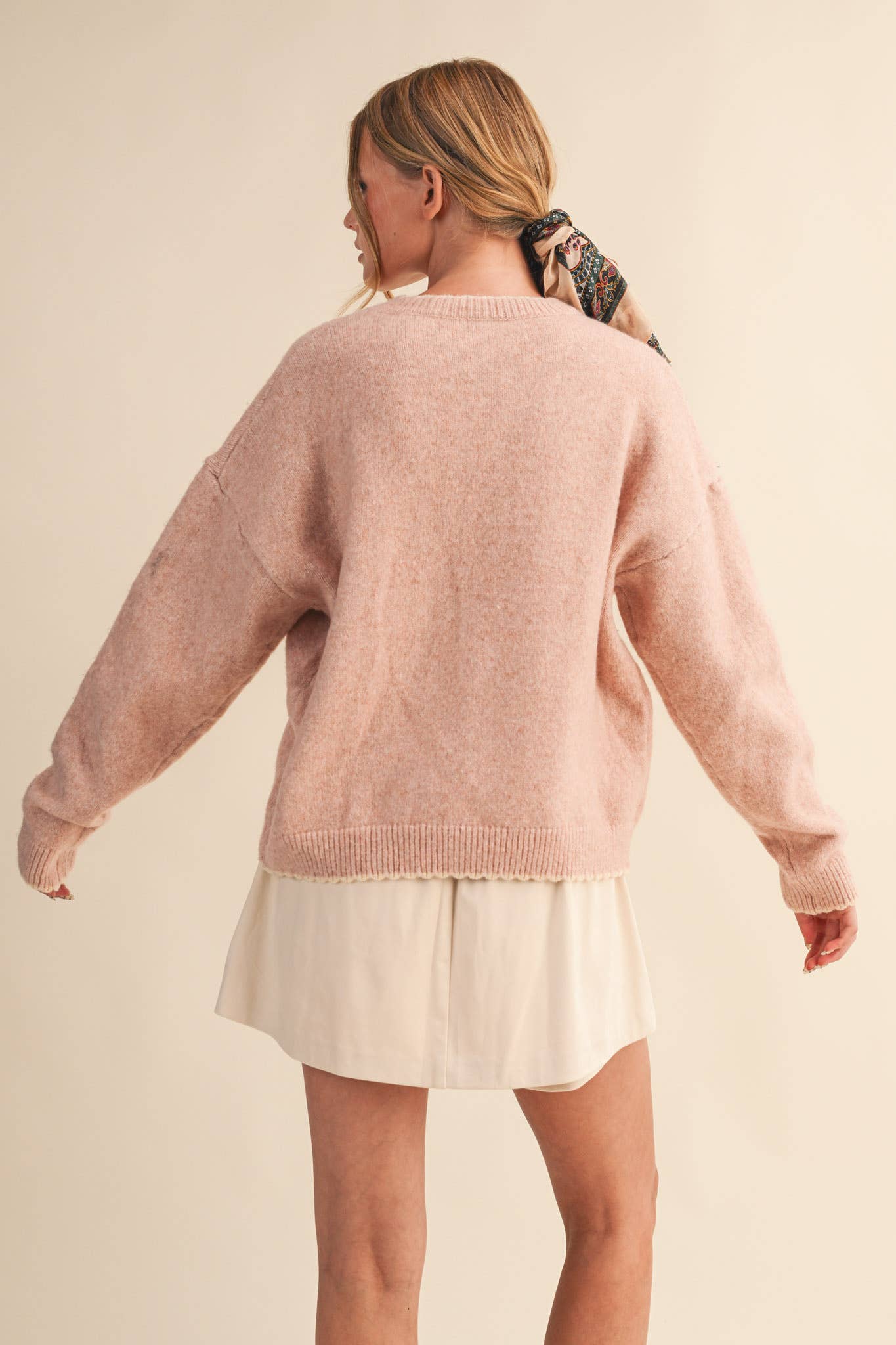Fiona Contrast Scallop Knit Sweater