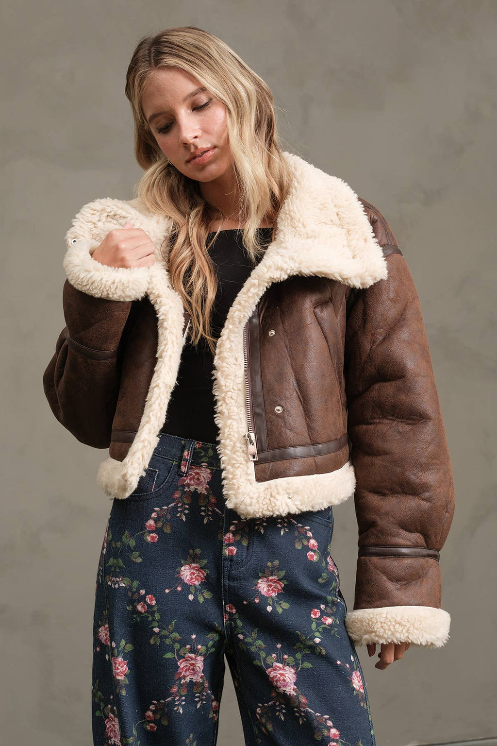 Avalon Sherpa-Lined Faux Leather Bomber