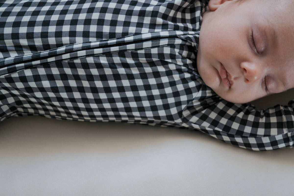 Black Gingham Bamboo Zip Pajamas