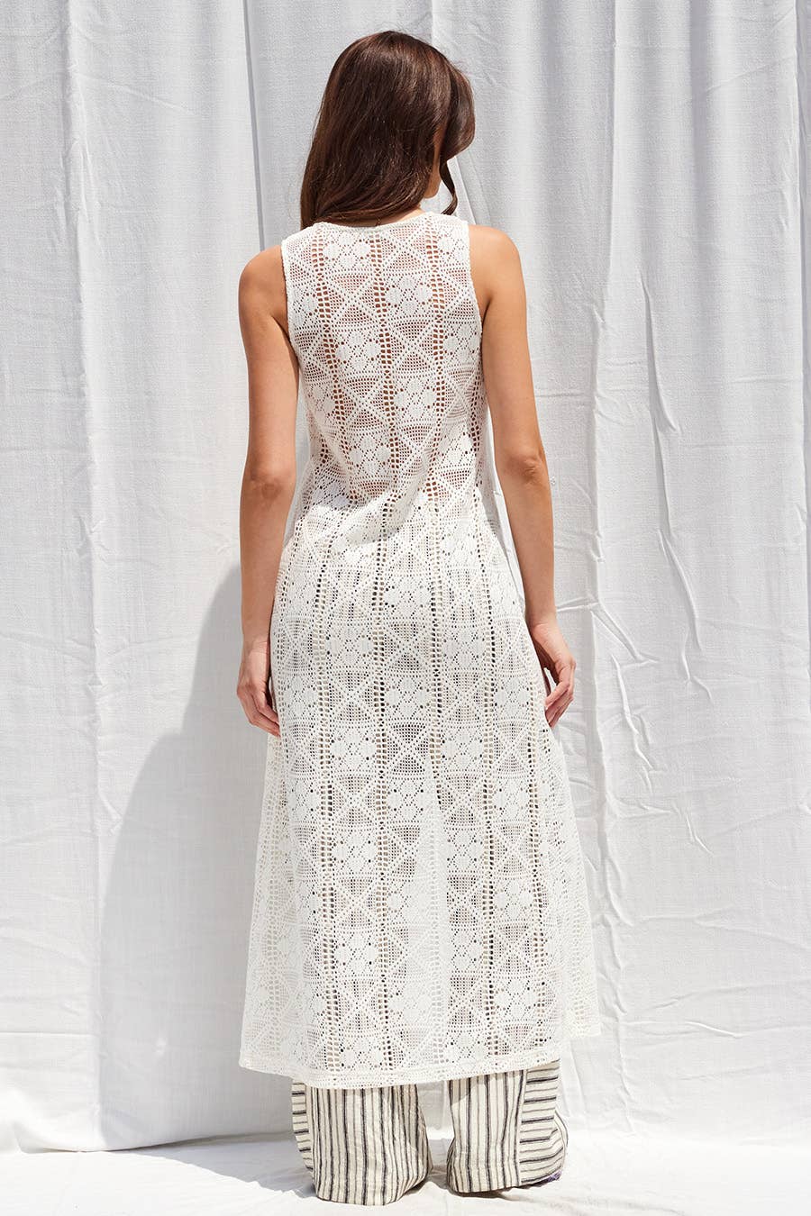 Hazel Crochet Open-Front Tank in Ivory